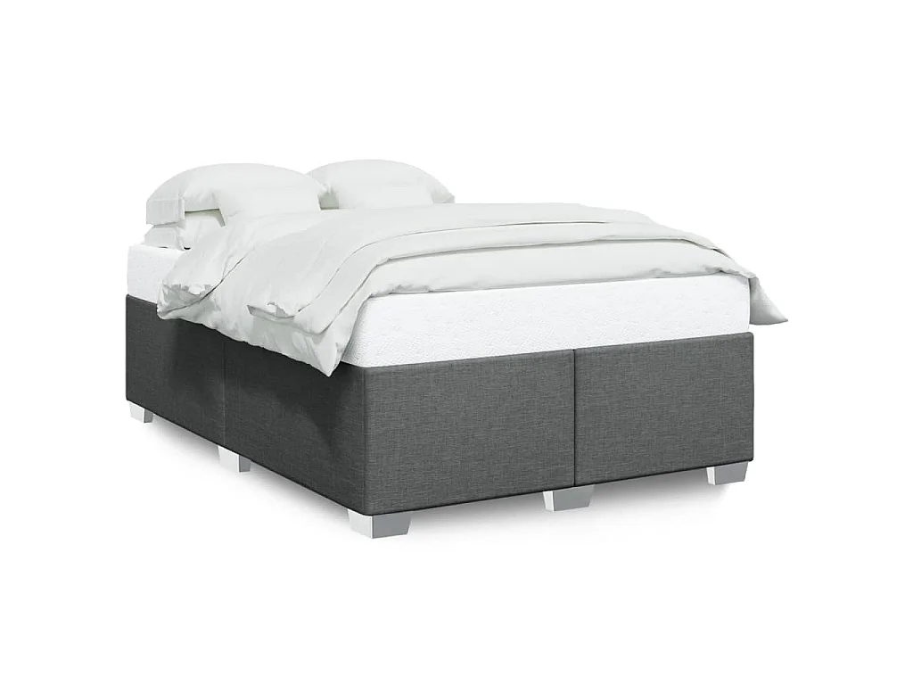 Cadre de lit sans matelas gris foncé 140x190 cm tissu