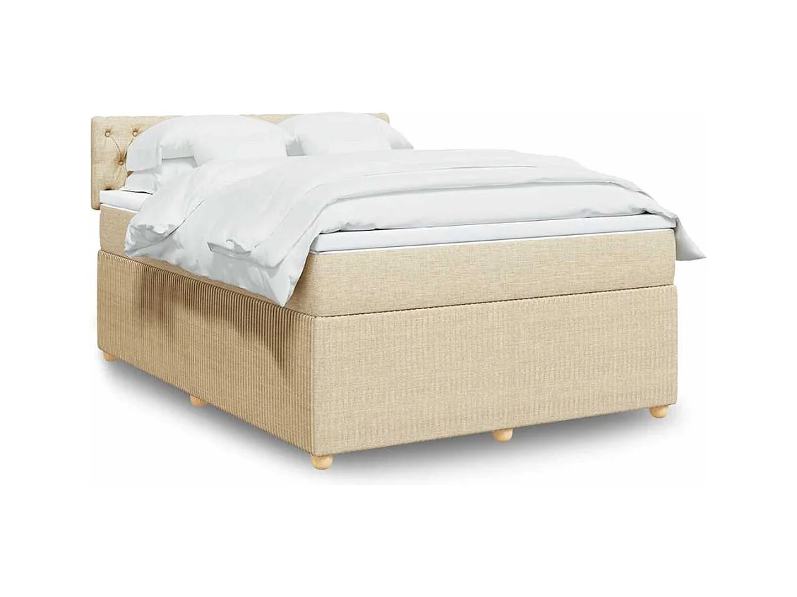 Sommier à lattes de lit avec matelas Crème 140x190 cm Tissu