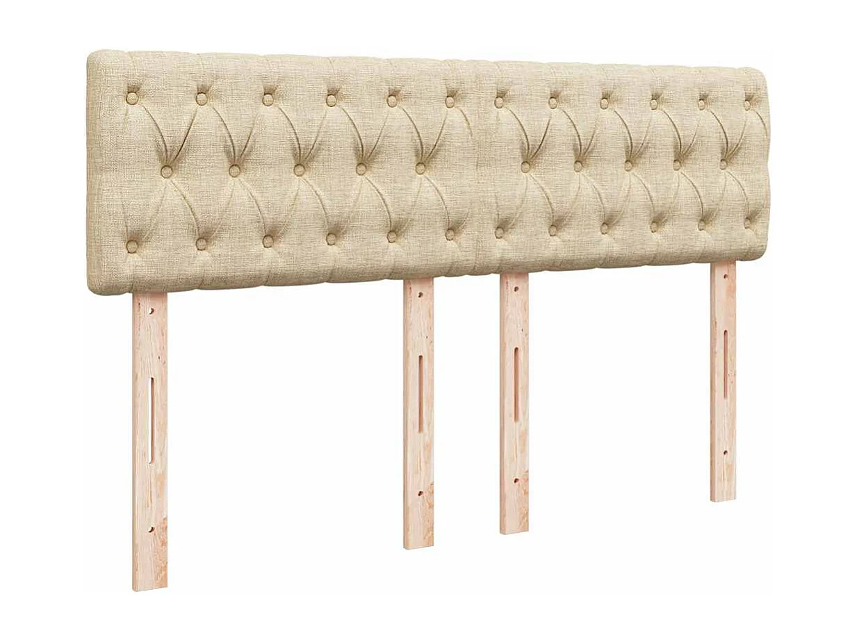 Cama box spring con colchón tela color crema 140x190 cm