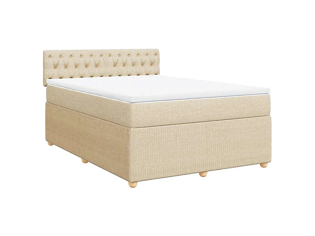 Boxspringbett mit Matratze Creme 140x190 cm Stoff
