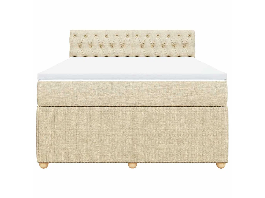 Boxspringbett mit Matratze Creme 140x190 cm Stoff