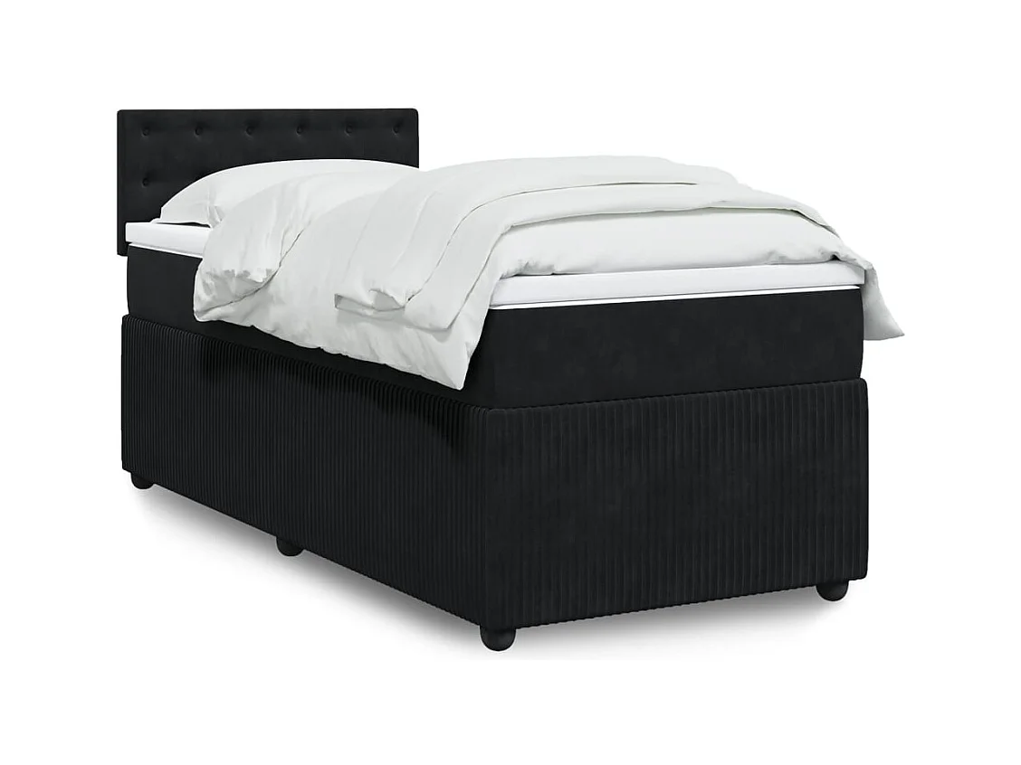 Sommier à lattes de lit avec matelas Noir 90x200 cm Velours