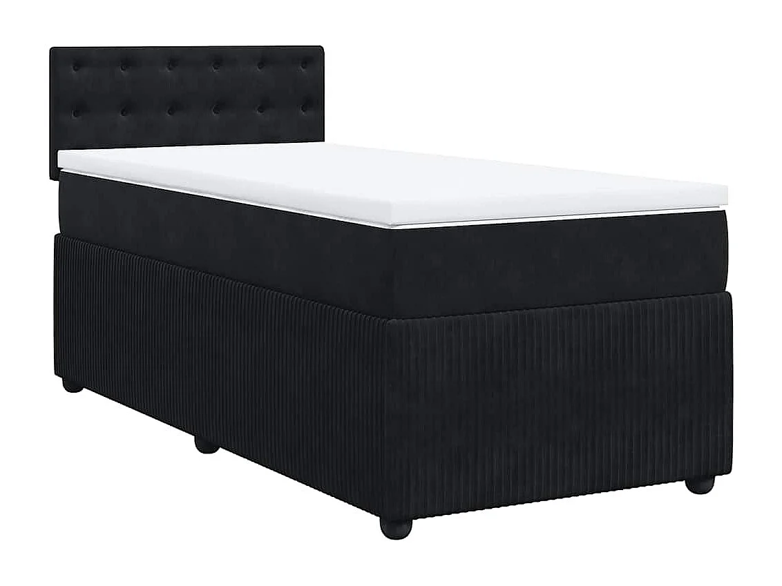 Sommier à lattes de lit avec matelas Noir 90x200 cm Velours