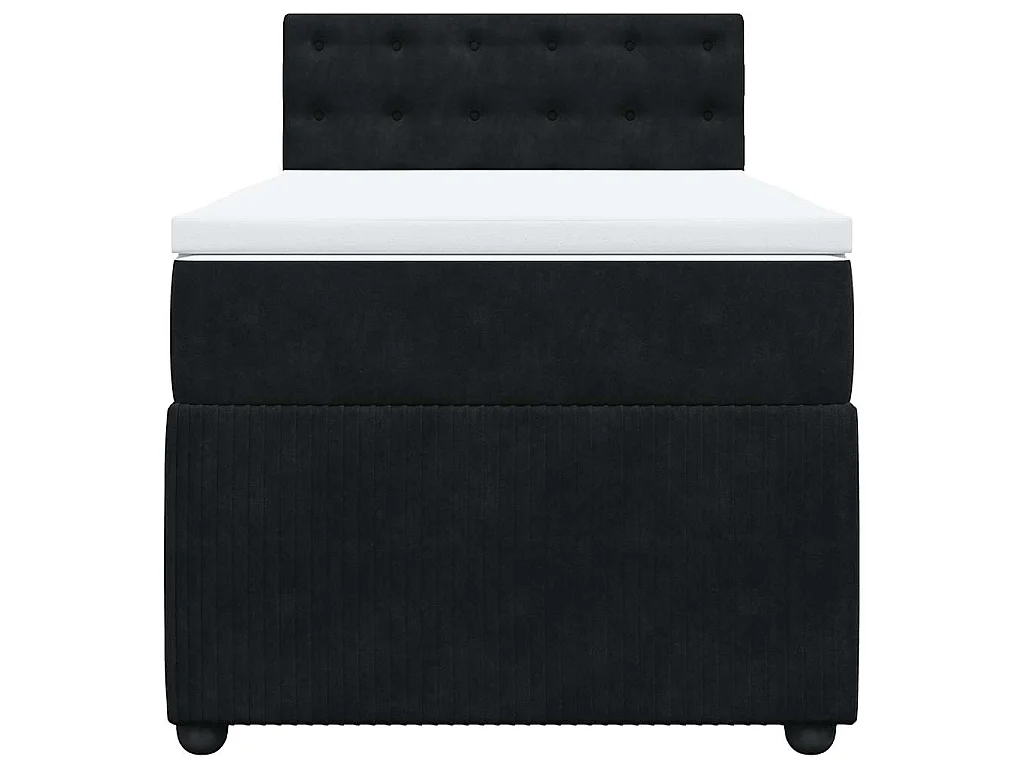 Cama box spring con colchón terciopelo negro 90x200 cm