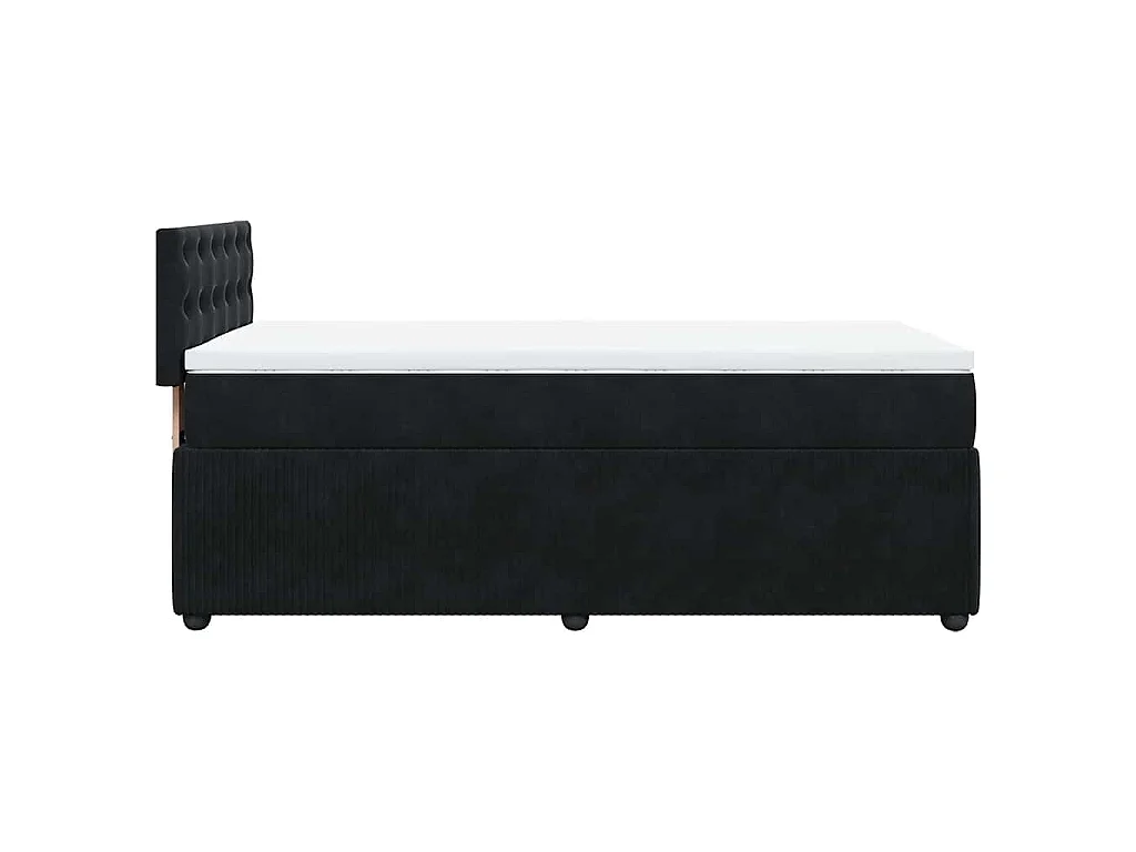 Cama box spring con colchón terciopelo negro 90x200 cm