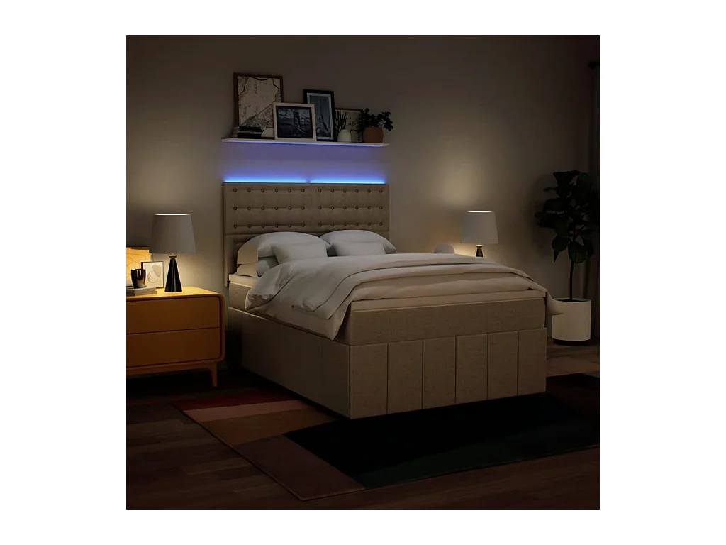 Sommier à lattes de lit avec matelas Crème 140x200 cm Tissu
