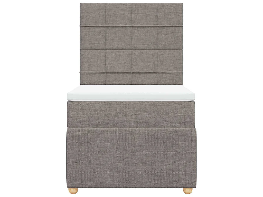 Cama box spring con colchón tela gris taupe 90x200 cm
