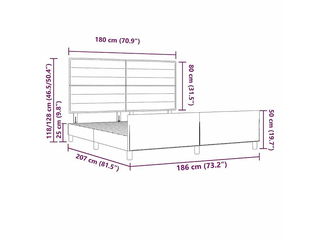 Bedframe met hoofdeinde Donkergrijs 180 x 200 cm Stof