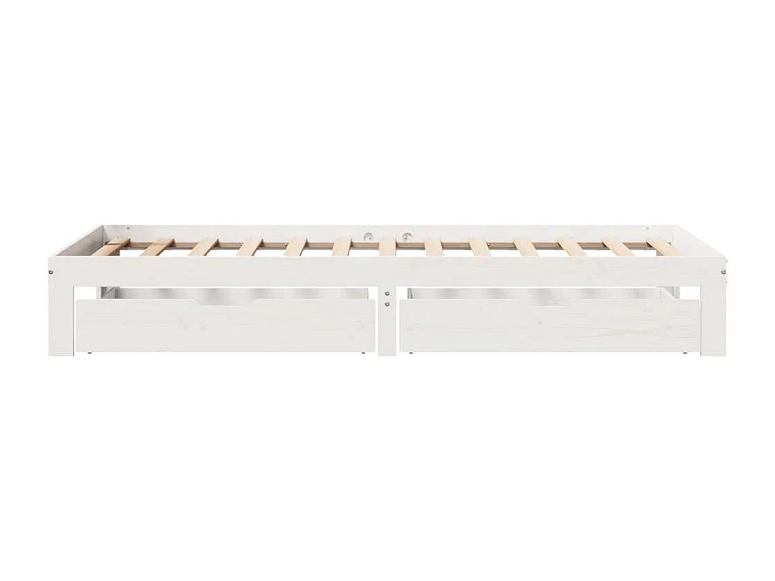 Cadre de lit avec tiroirs sans matelas blanc 100x200 cm