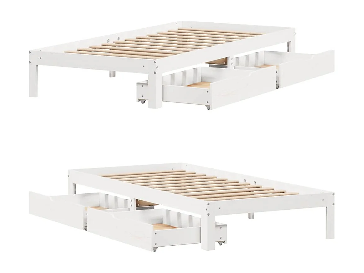 Cadre de lit avec tiroirs sans matelas blanc 100x200 cm