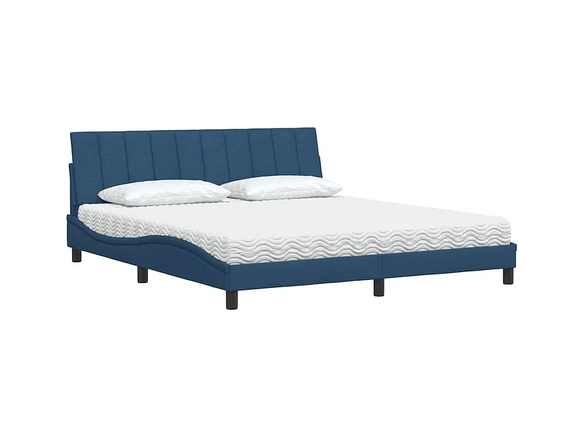 Bett mit Matratze "Hanko" Blau 180x200 cm Stoff