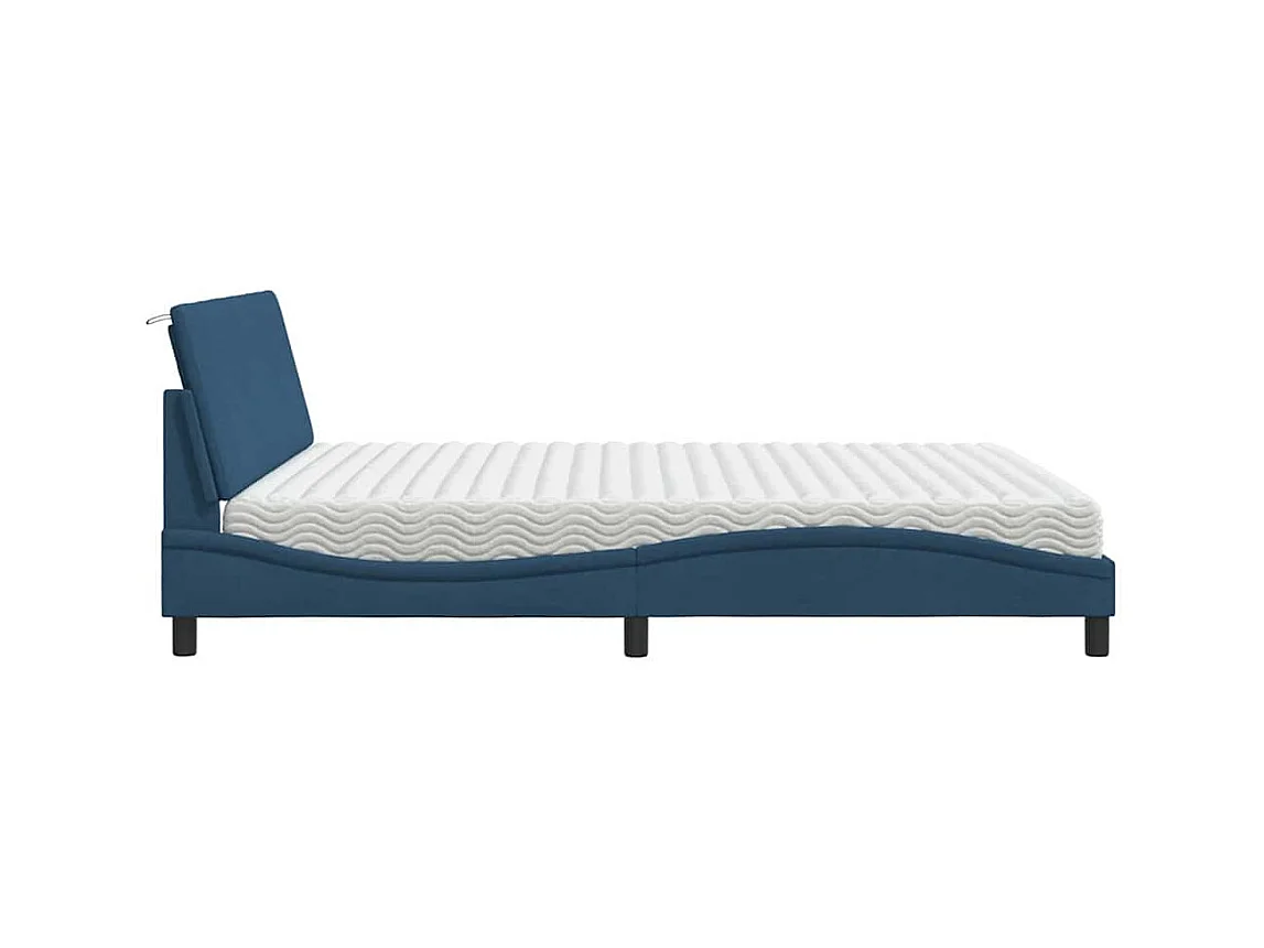 Bett mit Matratze "Hanko" Blau 180x200 cm Stoff