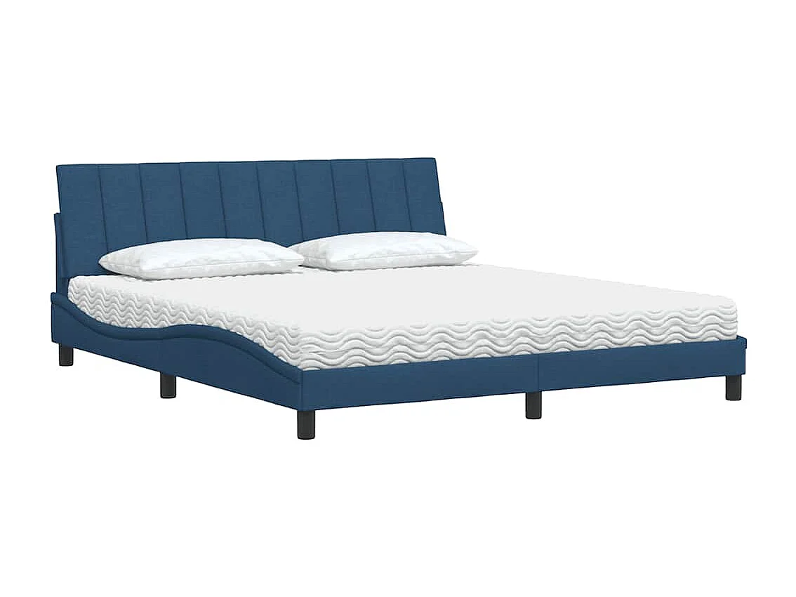 Bed met matras "Hanko" stof blauw 180x200 cm