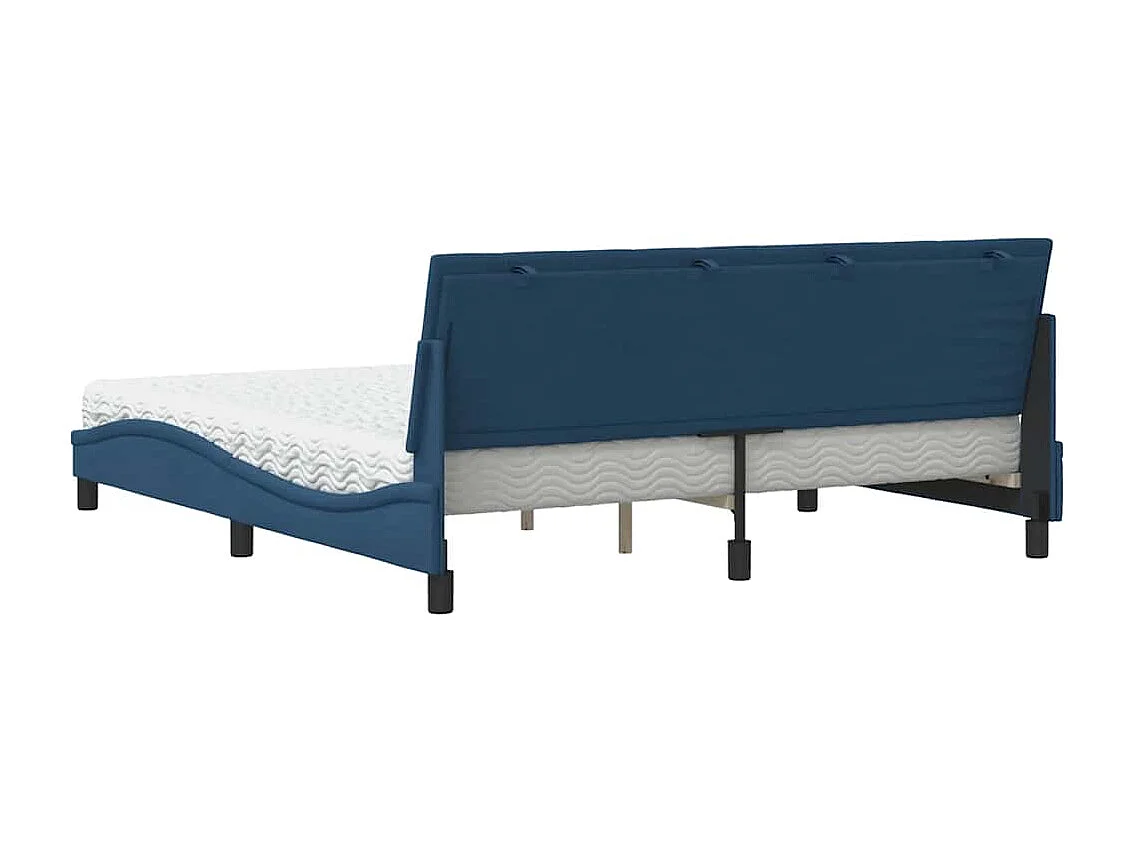 Bed met matras "Hanko" stof blauw 180x200 cm