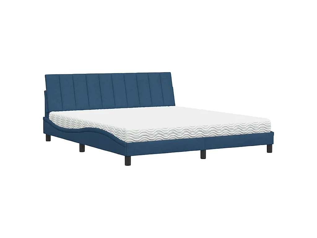 Bett mit Matratze "Hanko" Blau 180x200 cm Stoff