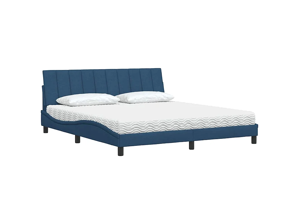 Bett mit Matratze "Hanko" Blau 180x200 cm Stoff