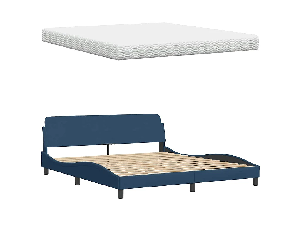 Bett mit Matratze "Hanko" Blau 180x200 cm Stoff