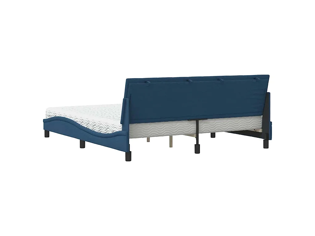 Cama con colchón Hanko de tela azul 180x200 cm