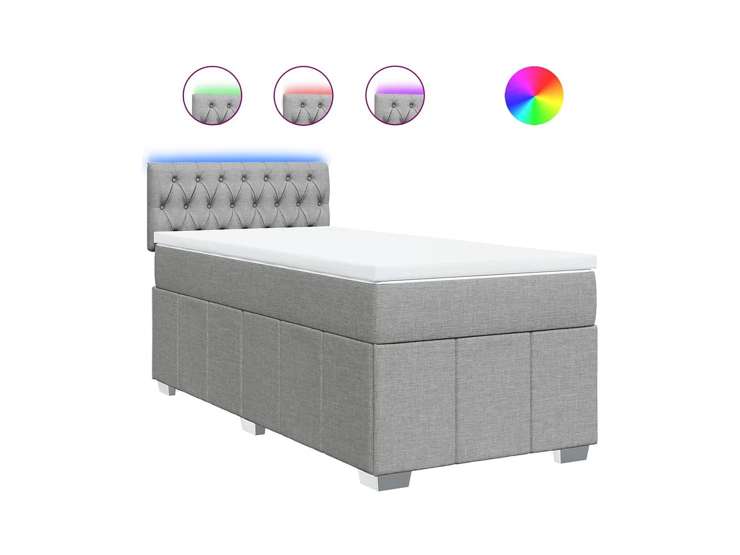 Boxspringbett mit Matratze Hellgrau 90x200 cm Stoff