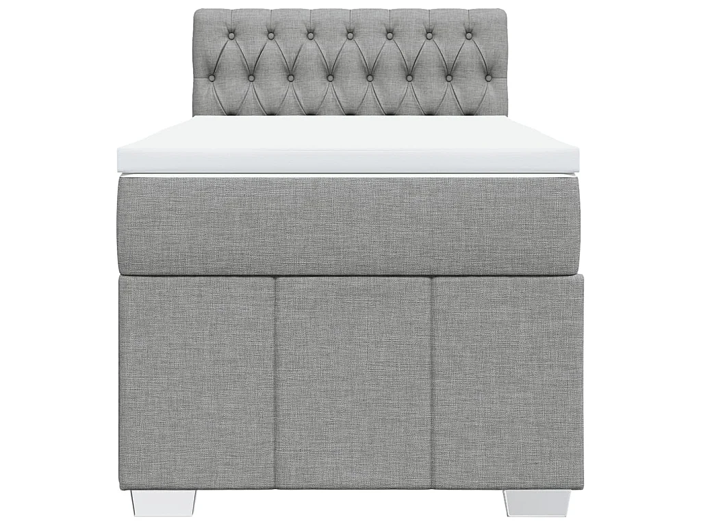 Cama box spring con colchón tela gris claro 90x200 cm