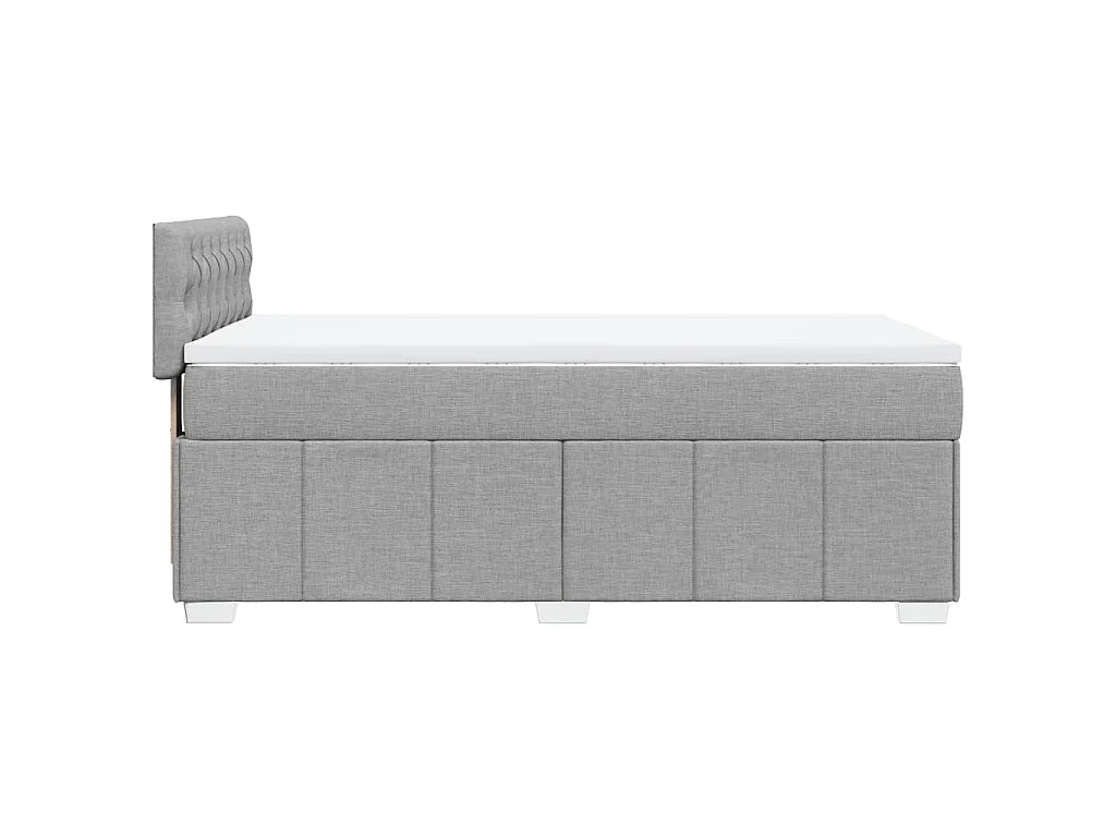 Cama box spring con colchón tela gris claro 90x200 cm