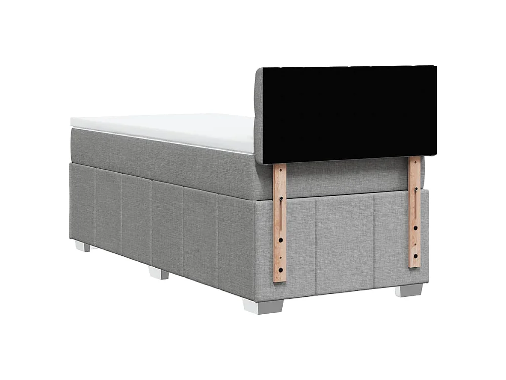 Cama box spring con colchón tela gris claro 90x200 cm