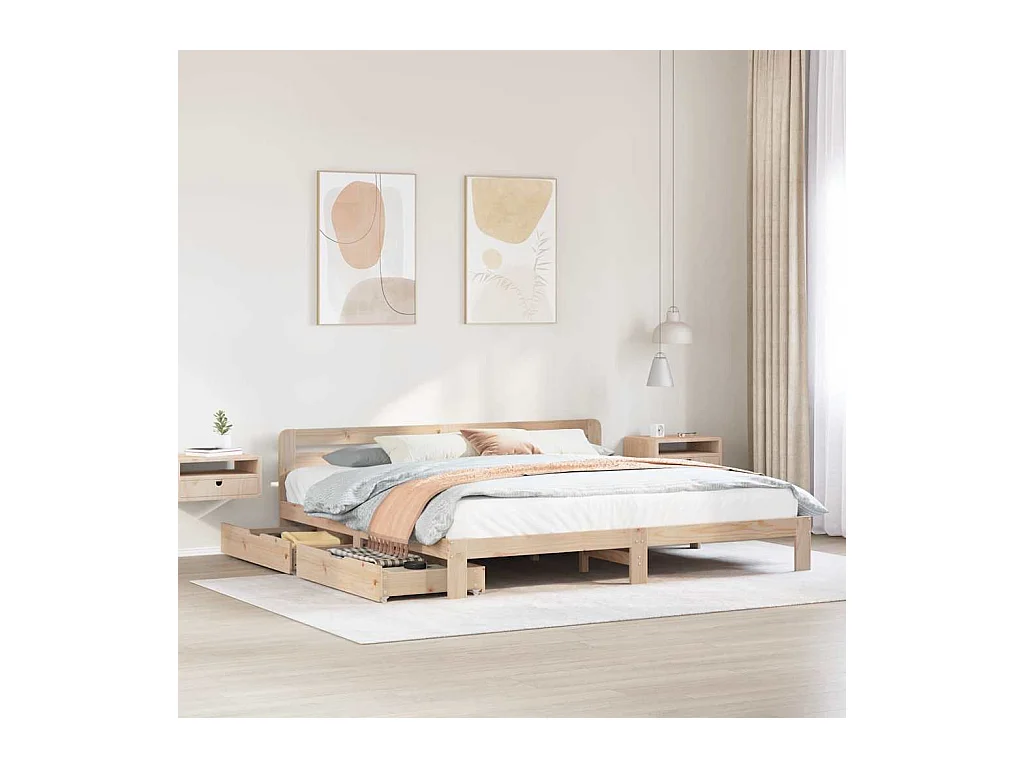 Giroletto senza Materasso 180x200 cm in Legno Massello di Pino