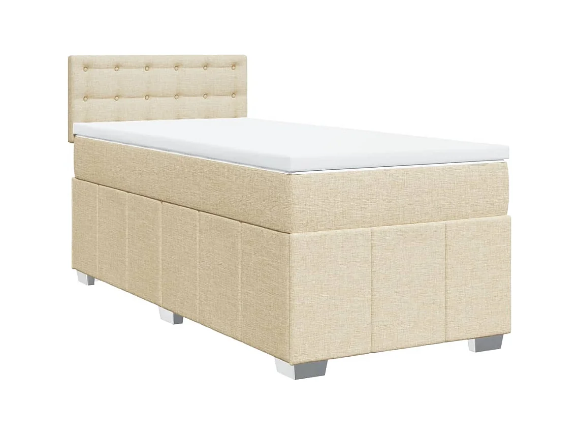 Sommier à lattes de lit avec matelas Crème 90x200 cm Tissu