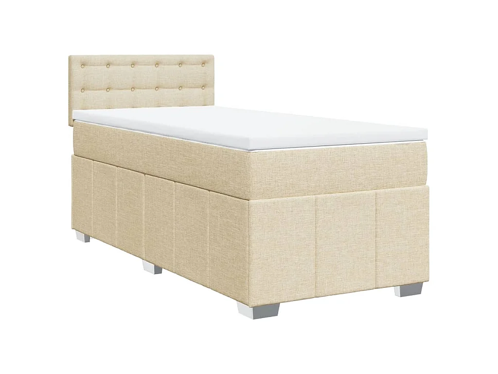 Boxspring met matras stof crèmekleurig 90x200 cm