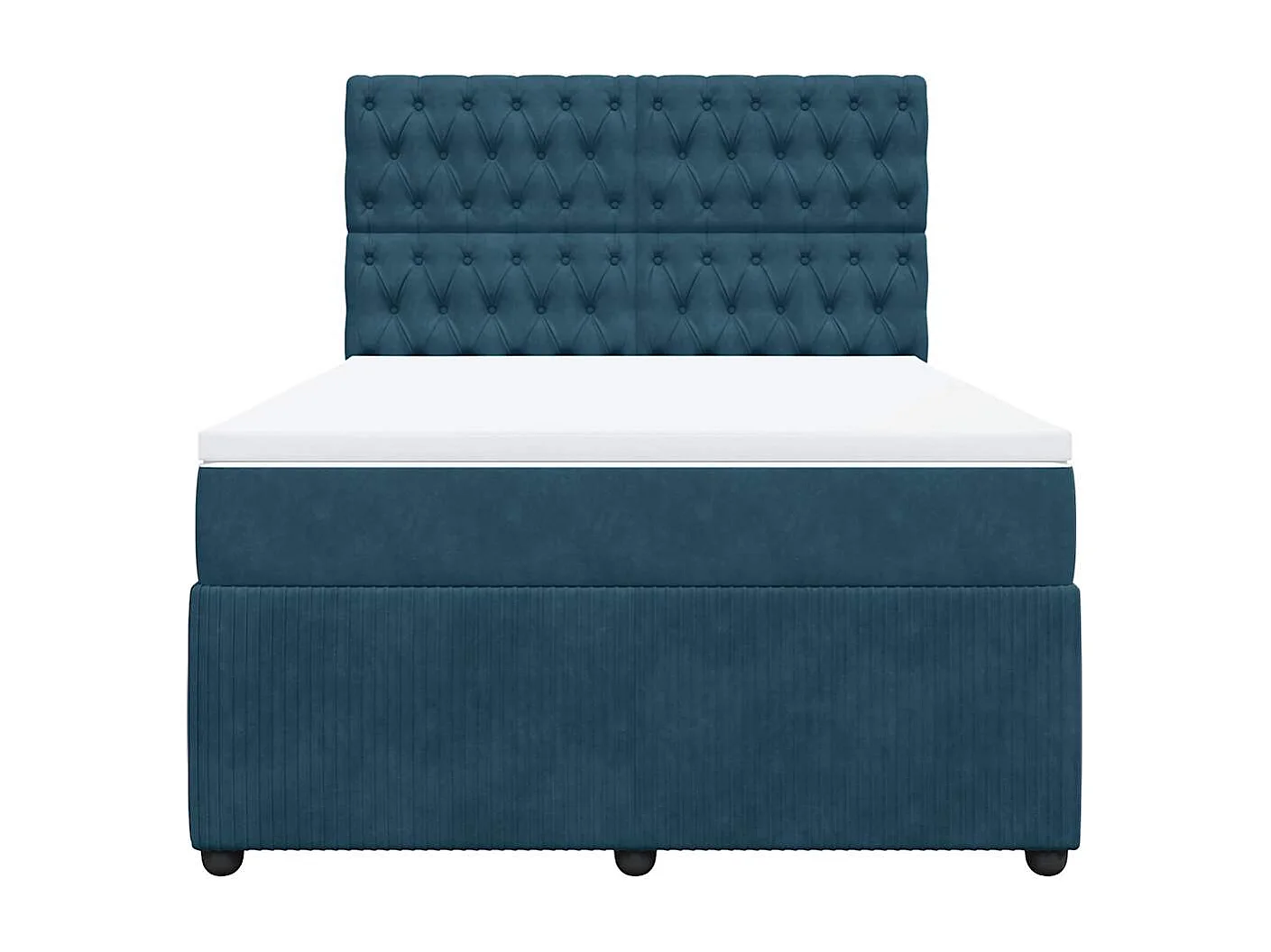 Sommier à lattes de lit et matelas bleu 140x190 cm velours