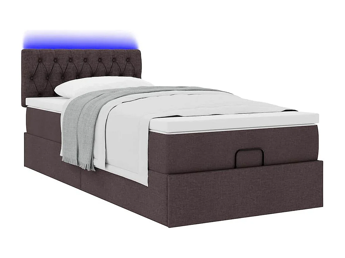 Ottoman bed met matras en LED's 100x200 cm stof donkerbruin