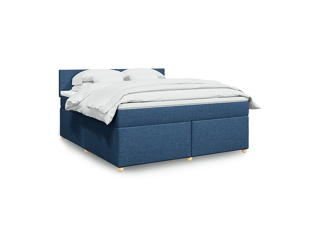 Boxspringbett mit Matratze Blau 180x200 cm Stoff