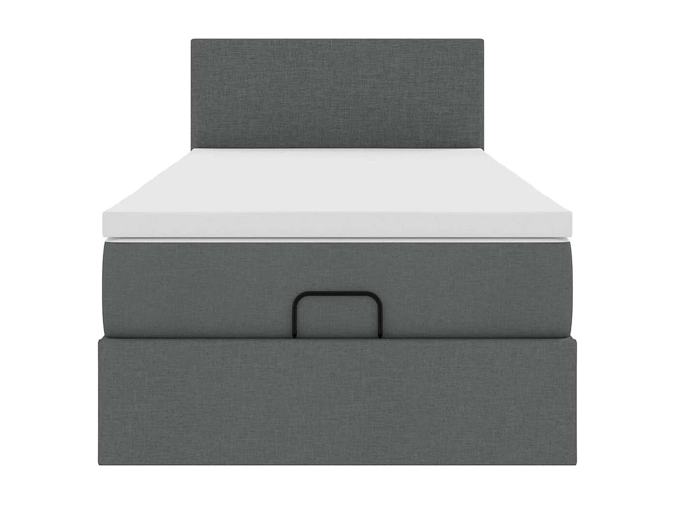 Cadre de lit ottoman avec matelas gris foncé 100x200 cm tissu