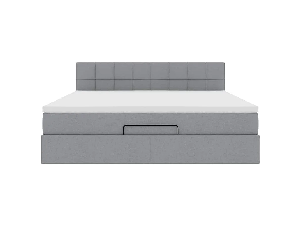 Lit ottoman avec matelas et LED Gris clair 180x200 cm tissu