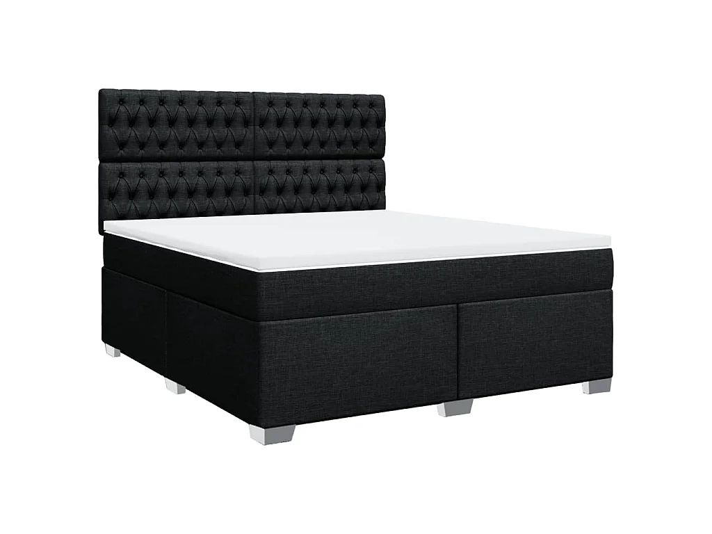 Boxspringbett mit Matratze Schwarz 180x200 cm Stoff