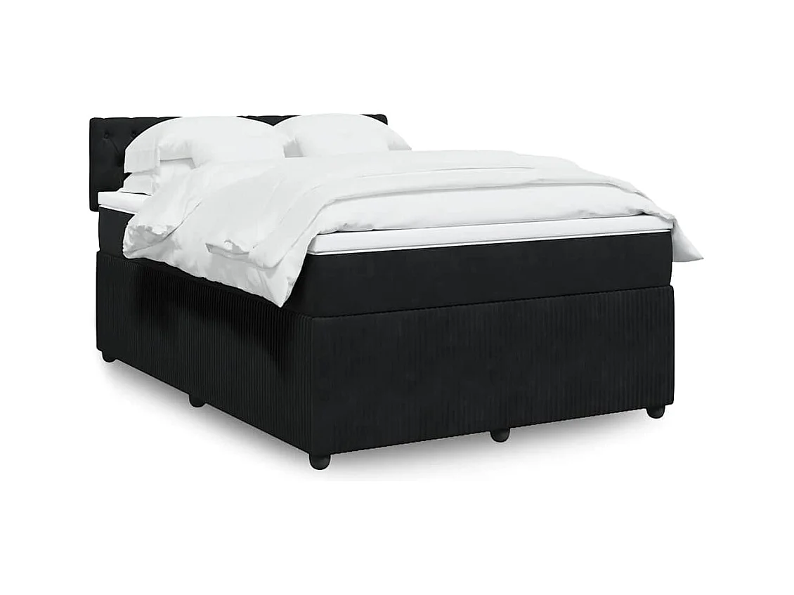 Sommier à lattes de lit avec matelas Noir 140x190 cm Velours