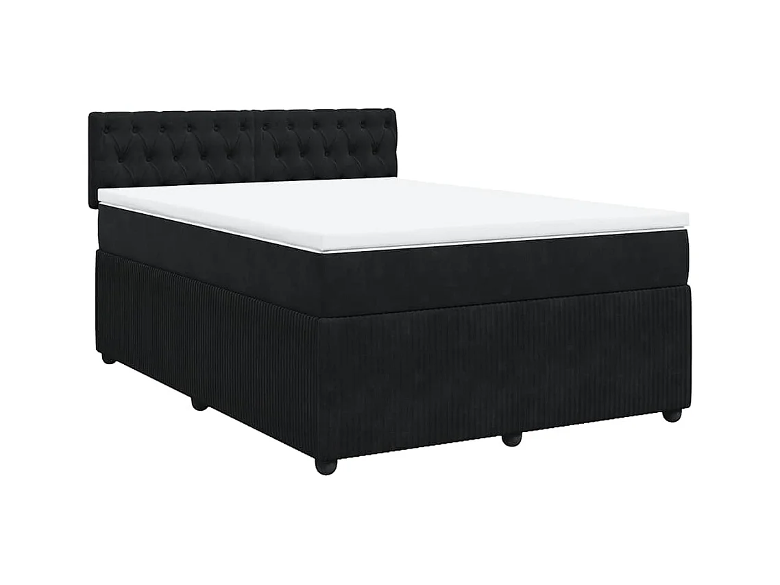 Sommier à lattes de lit avec matelas Noir 140x190 cm Velours