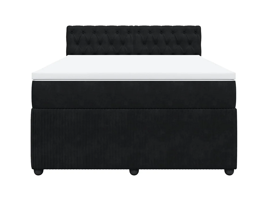 Sommier à lattes de lit avec matelas Noir 140x190 cm Velours