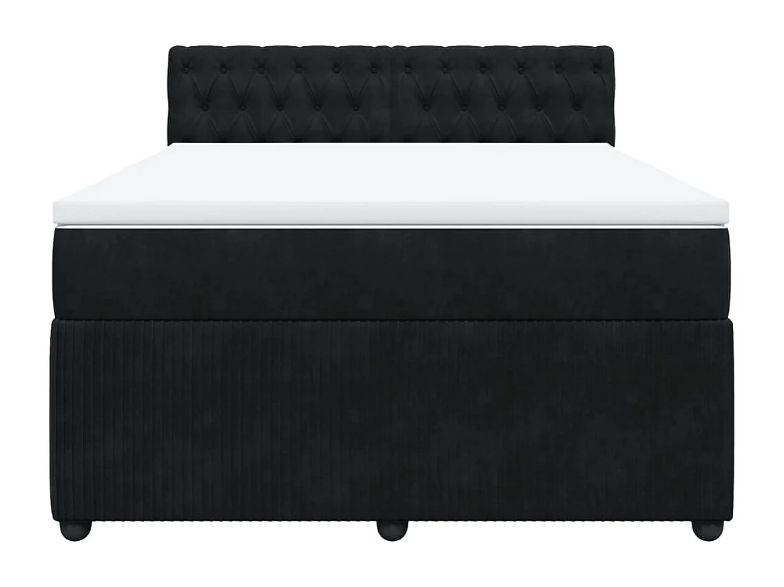 Sommier à lattes de lit avec matelas Noir 140x190 cm Velours