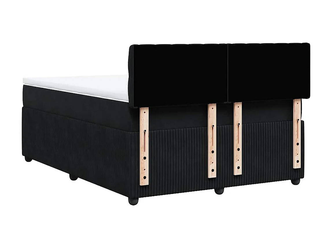 Sommier à lattes de lit avec matelas Noir 140x190 cm Velours