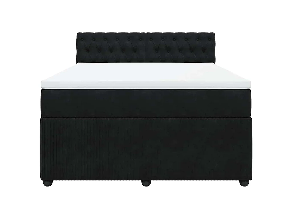 Giroletto a Molle con Materasso Nero 140x190 cm in Velluto