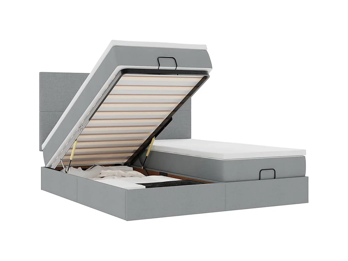Ottoman bed met matrassen 180x200cm stof lichtgrijs