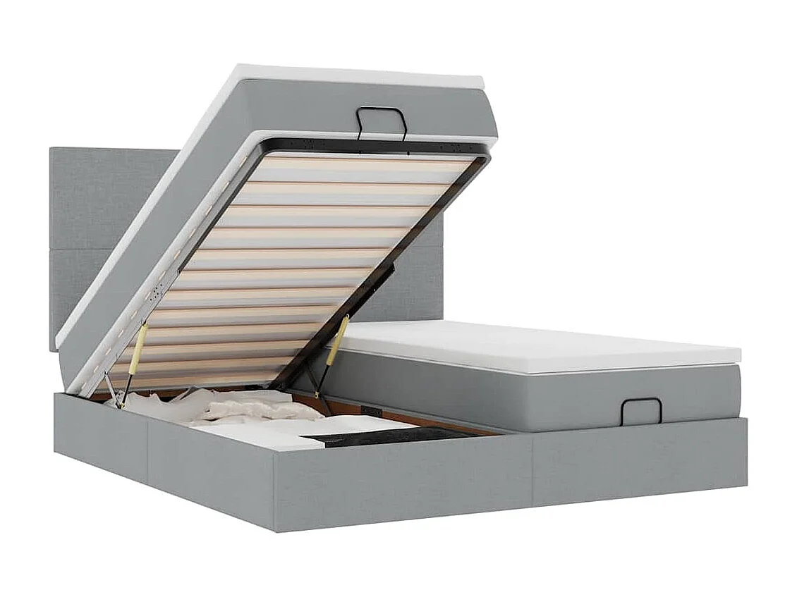 Ottoman bed met matrassen 180x200cm stof lichtgrijs