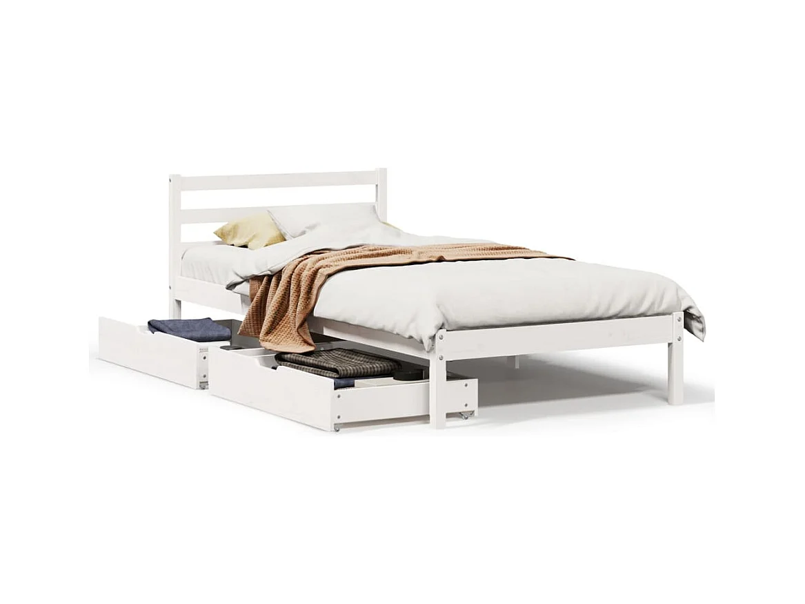 Letto senza Materasso Bianco 90x200 cm Legno Massello di Pino