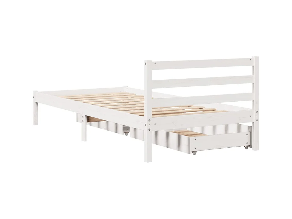 Letto senza Materasso Bianco 90x200 cm Legno Massello di Pino