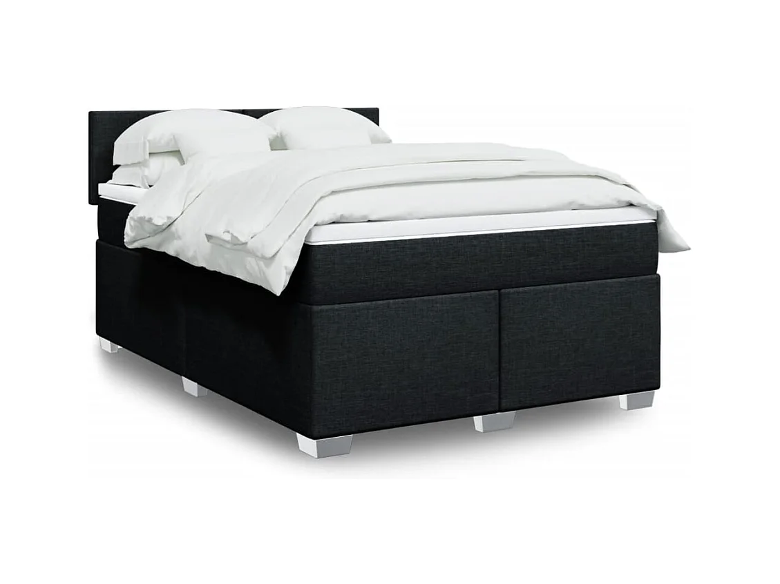 Sommier à lattes de lit avec matelas Noir 140x200 cm Tissu