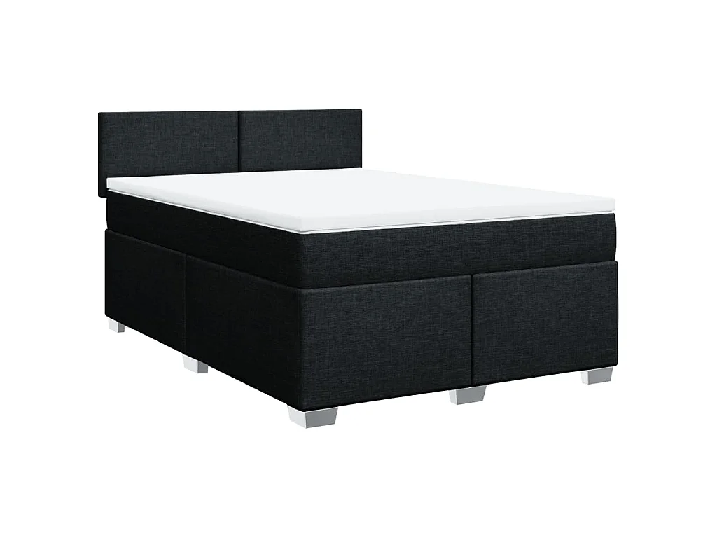 Cama box spring con colchón tela negro 140x200 cm
