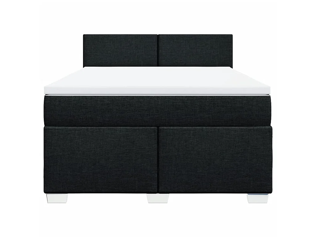 Cama box spring con colchón tela negro 140x200 cm