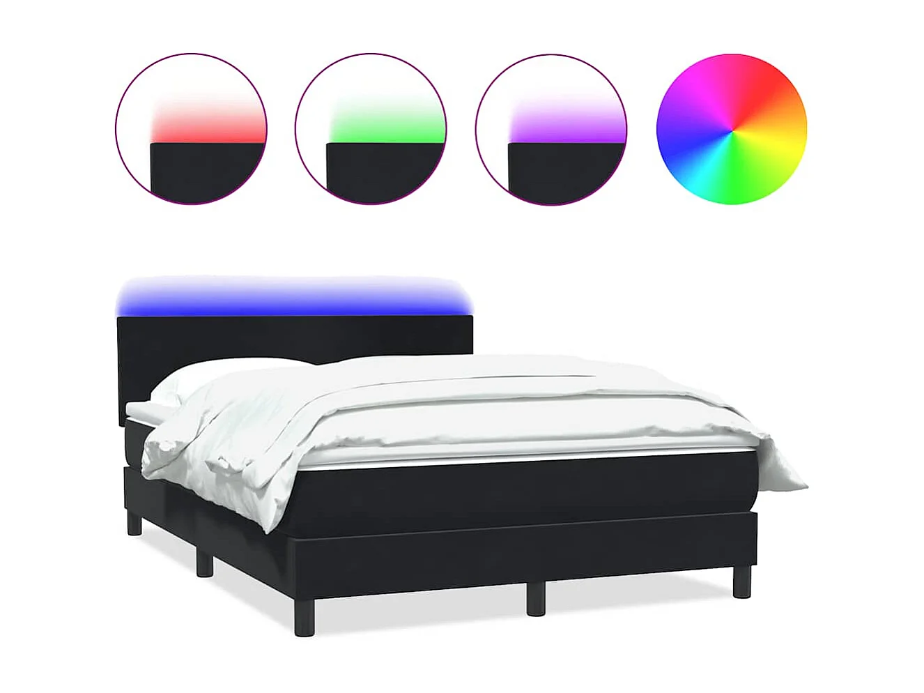 Boxspringbett mit Matratze & LED Schwarz 160x210 cm Samt