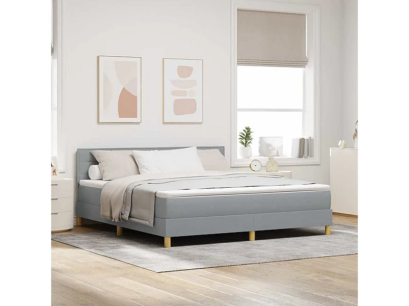 Letto a molle con materasso Grigio chiaro 180 x 200 cm Tessuto